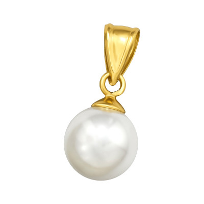 Silver Round Pendant with 8mm Plastic Pearl