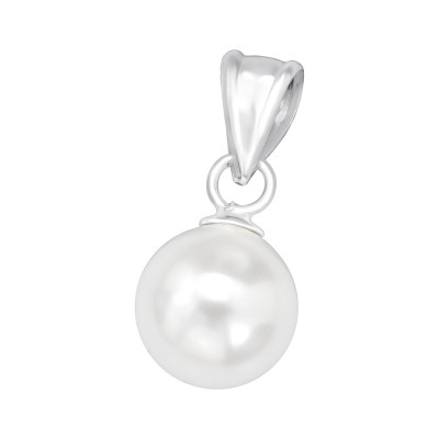 Silver Round 8mm Pendant with Plastic Pearl