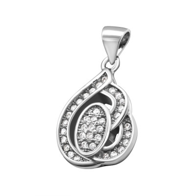 Silver Leaf Pendant with Cubic Zirconia