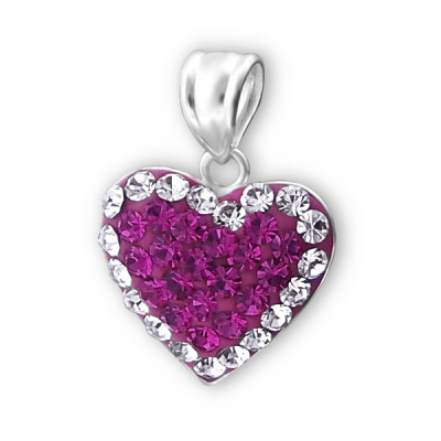 Silver Heart Pendant with Crystal