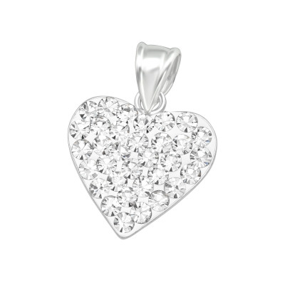 Silver Heart Pendant with Crystal