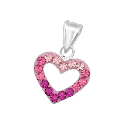 Silver Heart Pendant with Crystal