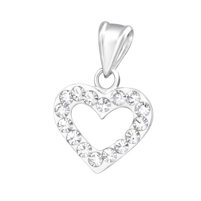 Silver Heart Pendant with Crystal