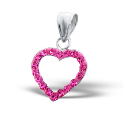 Heart Sterling Silver Pendant with Crystal