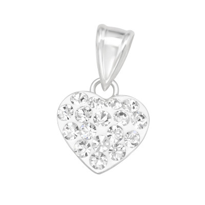 Silver Heart Pendant with Crystal