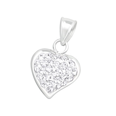 Silver Heart Pendant with Crystal