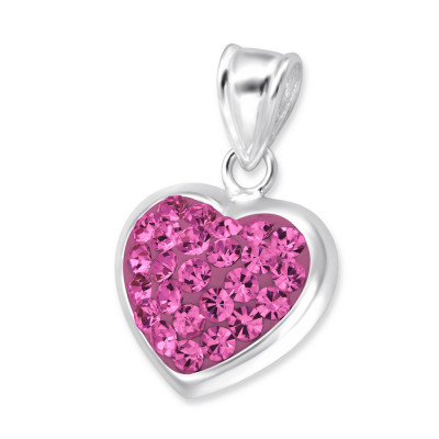 Silver Heart Pendant with Crystal