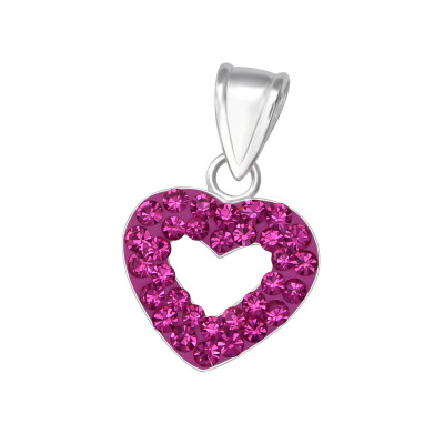 Silver Heart Pendant with Crystal