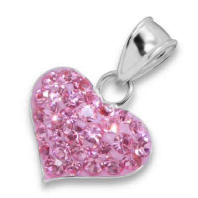 Heart Sterling Silver Pendant with Crystal