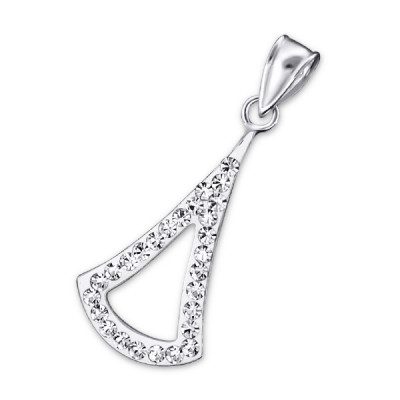 Triangle Sterling Silver Pendant with Crystal