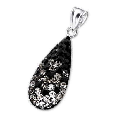 Teardrop Sterling Silver Pendant with Crystal