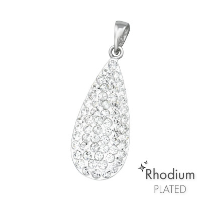 Silver Pear Pendant with Genuine European Crystals