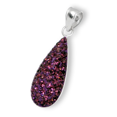 Drop Sterling Silver Pendant with Crystal