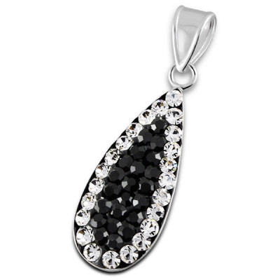 Silver Drop Pendant with Crystal