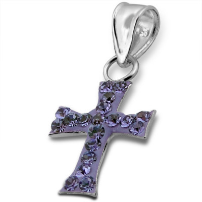 Cross Sterling Silver Pendant with Crystal