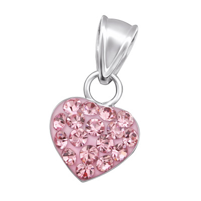 Silver Heart Pendant with Crystal