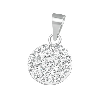 Silver Round Pendant with Crystal