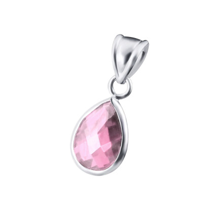 Drop Sterling Silver Pendant with Cubic Zirconia