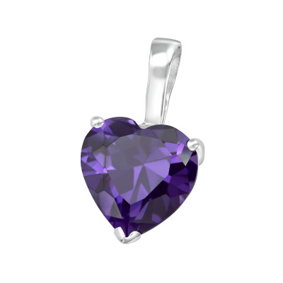 Silver Heart Pendant with Cubic Zirconia