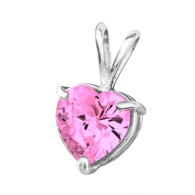 Heart Sterling Silver Pendant with Cubic Zirconia