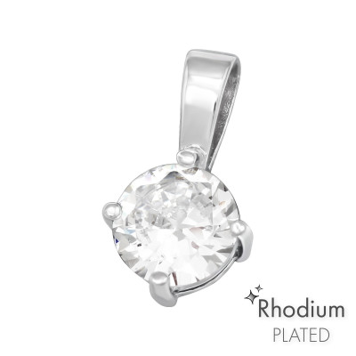 Silver Round Pendant with Cubic Zirconia
