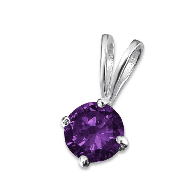 Silver Round Pendant with Cubic Zirconia