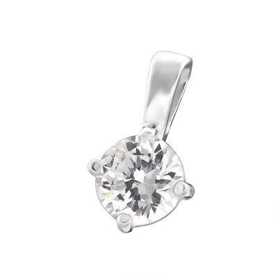 Shaped Sterling Silver Pendant with Cubic Zirconia