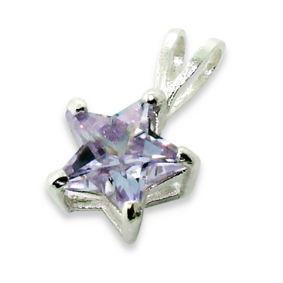 Star Sterling Silver Pendant with Cubic Zirconia