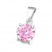 Silver 6mm Round Birthstone Pendant with Cubic Zirconia