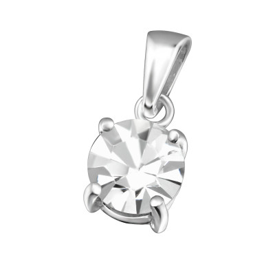 Silver Round 6mm Pendant with Crystal