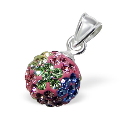 Ball Sterling Silver Pendant with Crystal