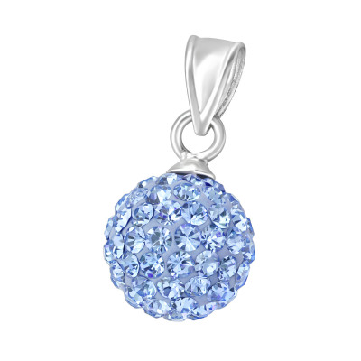 Silver Ball Pendant with Crystal