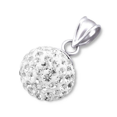 Round Sterling Silver Pendant with Crystal