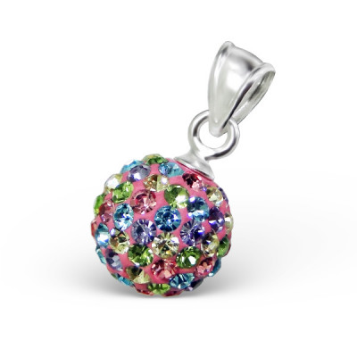 Ball Sterling Silver Pendant with Crystal