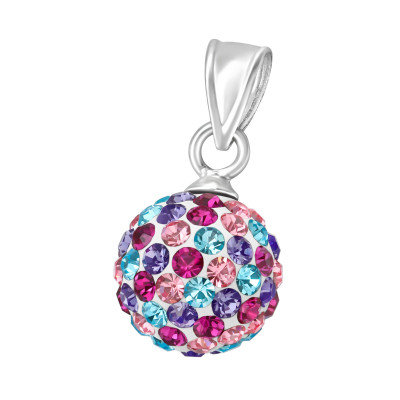 Silver Ball Pendant with Crystal