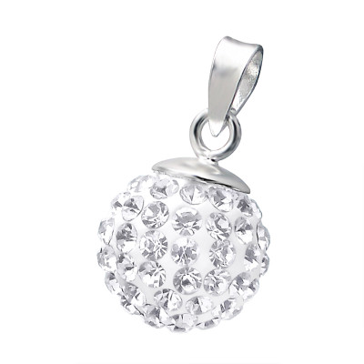 Silver Ball Pendant with Crystal