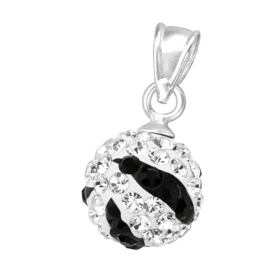 Silver Ball Pendant with Crystal