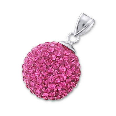 Ball Sterling Silver Pendant with Crystal