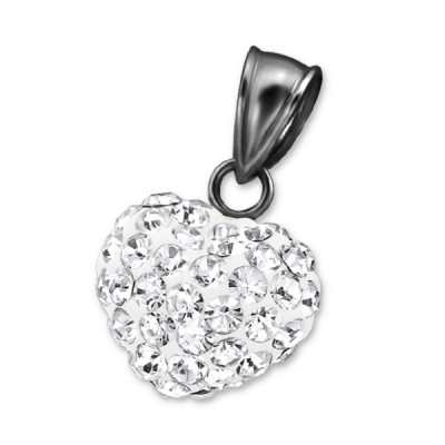 Heart Sterling Silver Pendant with Crystal