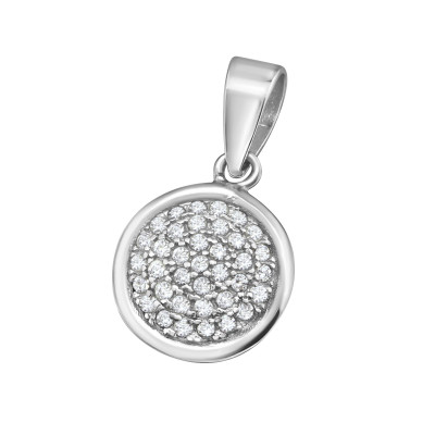 Round Sterling Silver Pendant with Cubic Zirconia