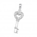 Silver Heart Key Pendant with Cubic Zirconia