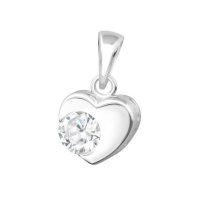 Silver Heart Pendant with Cubic Zirconia