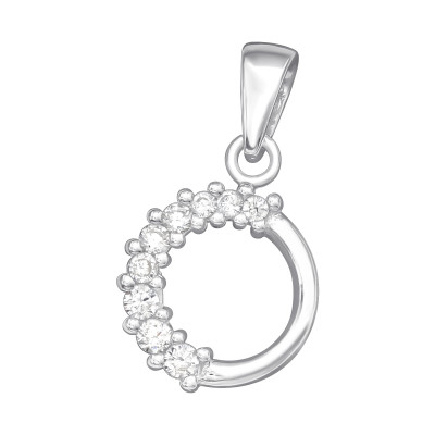 Silver Circle Pendant with Cubic Zirconia