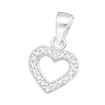 Silver Heart Pendant with Cubic Zirconia