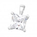 Silver Square Pendant with Cubic Zirconia