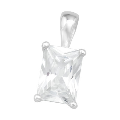 Silver Baguette Pendant with Cubic Zirconia