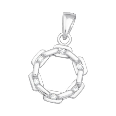 Silver Circle Pendant with Cubic Zirconia