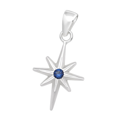 Silver Northern Star Pendant with Cubic Zirconia