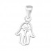 Silver Hamsa Pendant with Cubic Zirconia