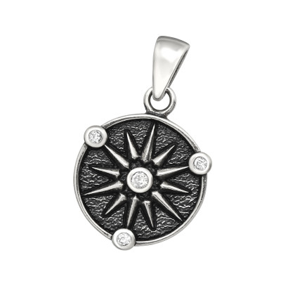 Silver Sun Pendant with Cubic Zirconia